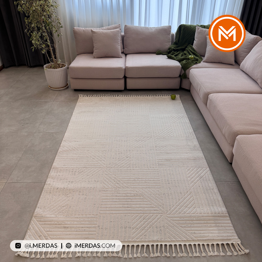 فرش ایکیا کد 42311 زمینه کرم بژ